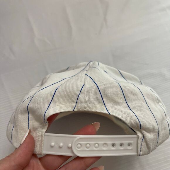 Vintage Orlando Magic Pinstripe Snapback Hat Budweiser Two Tone 90s NBA - Picture 4 of 5